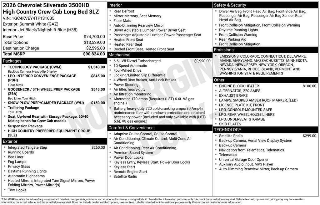 2026 Chevrolet Silverado 3500 HD High Country