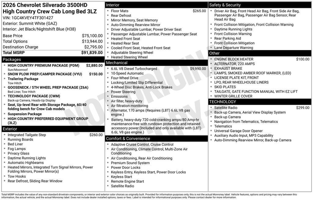 2026 Chevrolet Silverado 3500 HD High Country DRW