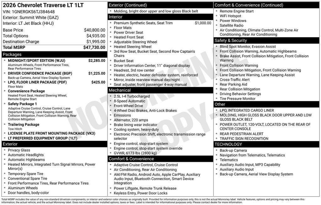 2026 Chevrolet Traverse LT