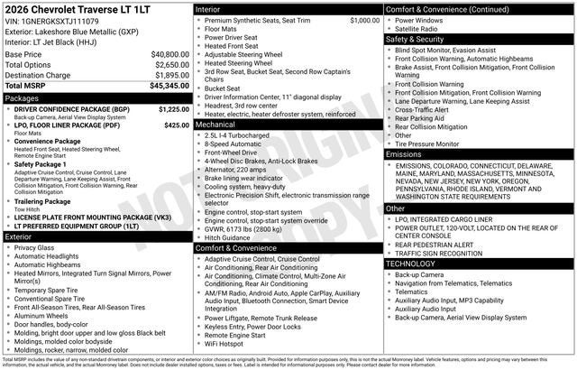 2026 Chevrolet Traverse LT