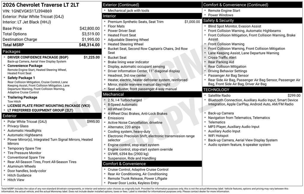 2026 Chevrolet Traverse LT