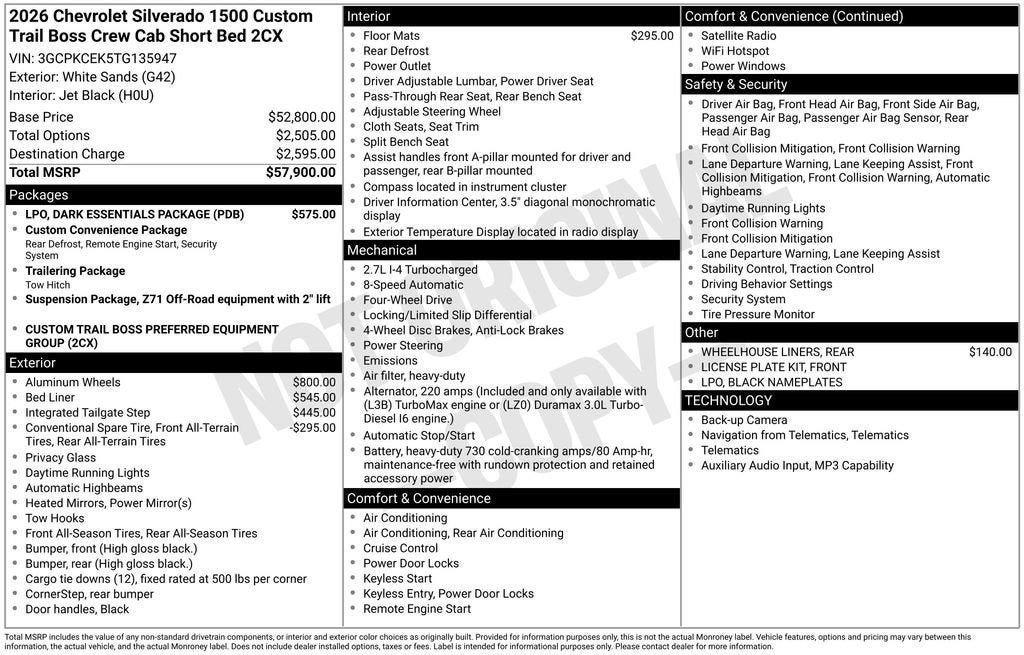 2026 Chevrolet Silverado 1500 Custom Trail Boss