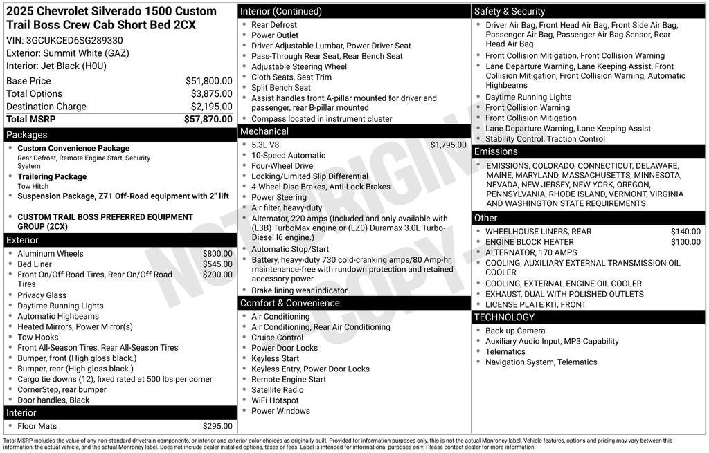 2025 Chevrolet Silverado 1500 Custom Trail Boss