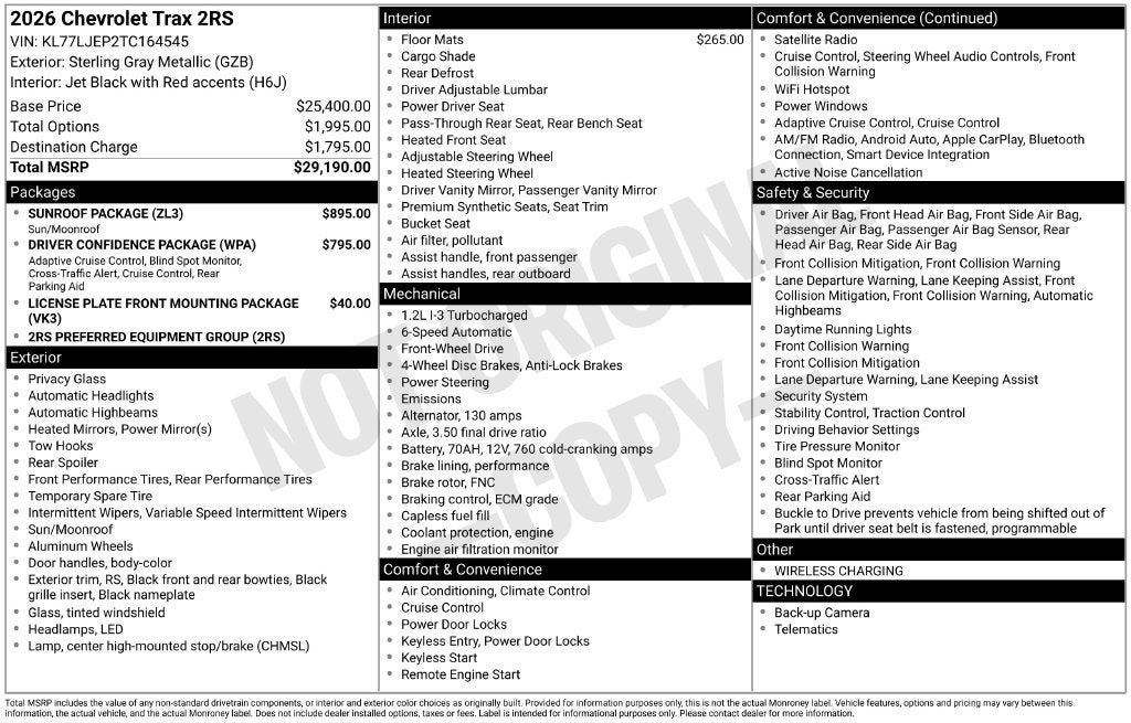 2026 Chevrolet Trax 2RS